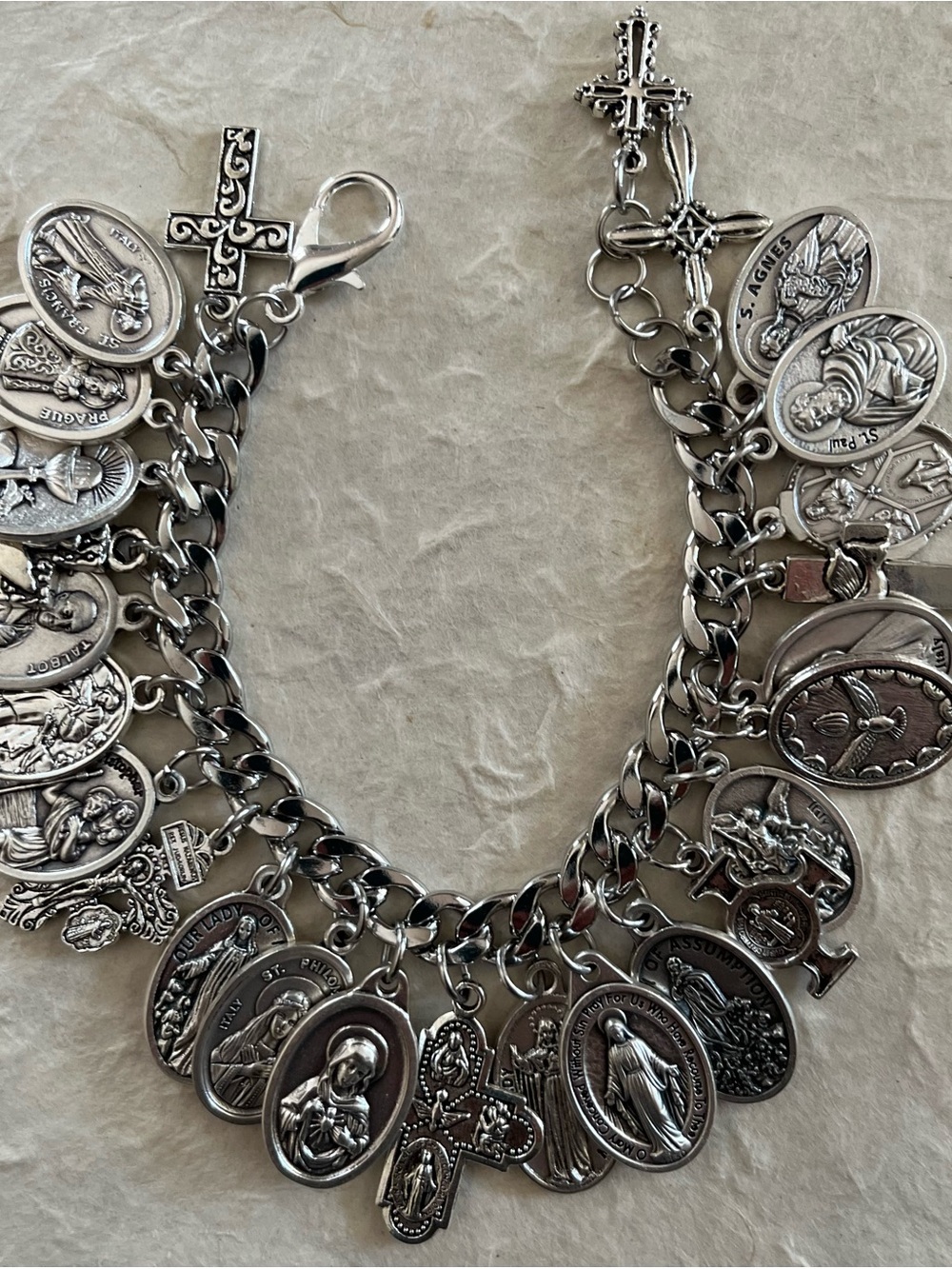 Catholic Charm Bracelet Saints, Crosses - Picture 10 of 13